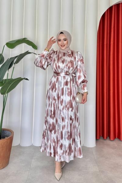 Almina Elbise Kahverengi Kahverengi