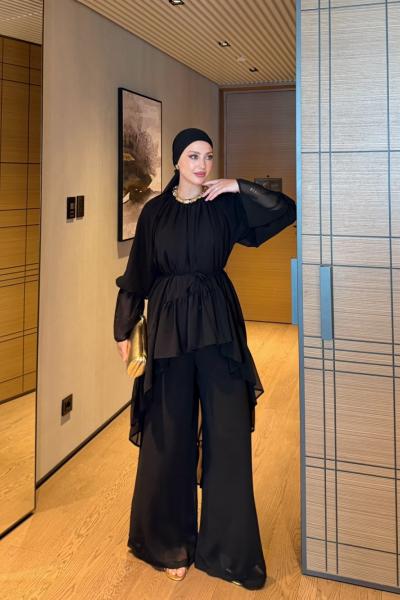 Almina Pantolon Takım Siyah  Siyah
