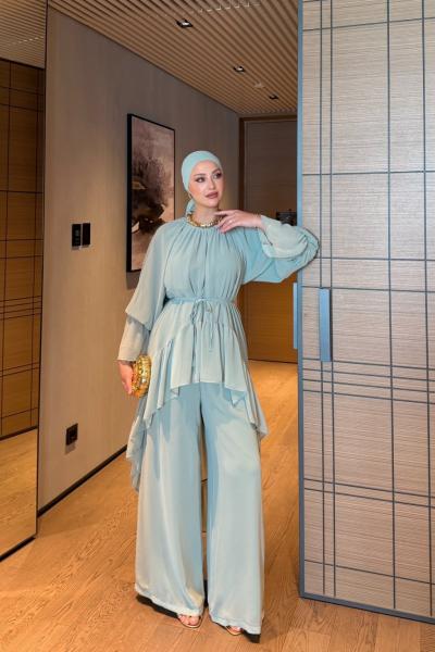 Almina Pantolon Takım Mint  Mint Yeşili