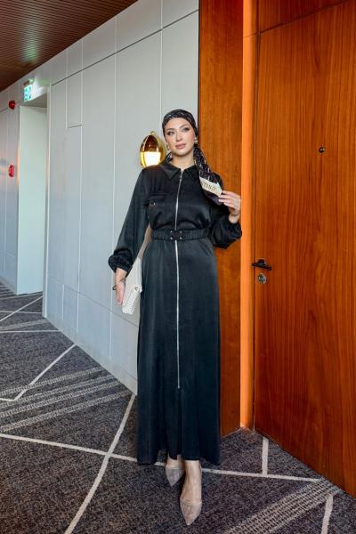 Amine Elbise Siyah Siyah