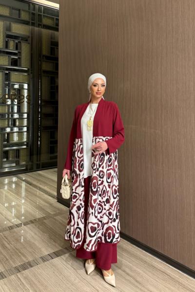 Andaç Pantolonlu Takım Vişne Vişne