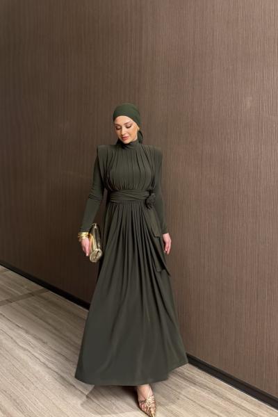 Aslı Elbise Haki Haki