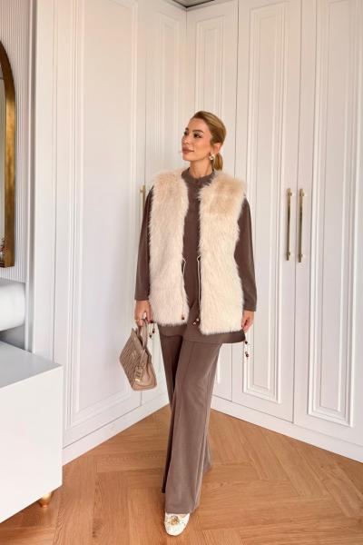 Asuman Yelek Krem Krem