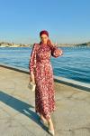 Ayça Elbise Bordo Bordo