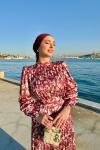 Ayça Elbise Bordo Bordo