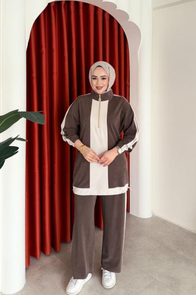 Aynur Pantolon Takım Kahverengi Kahverengi