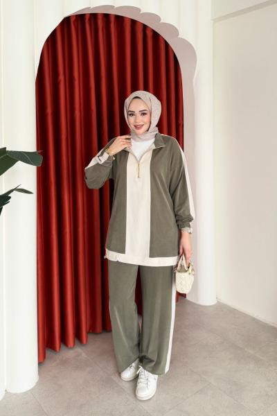 Aynur Pantolon Takım Haki Haki