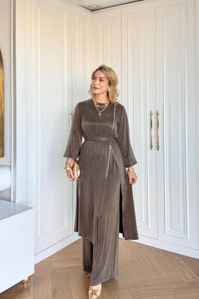 Ayşin Pantolonlu Takım Kahverengi Kahverengi