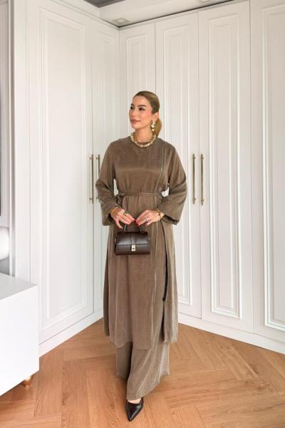 Ayşin Pantolonlu Takım Vizon Vizon