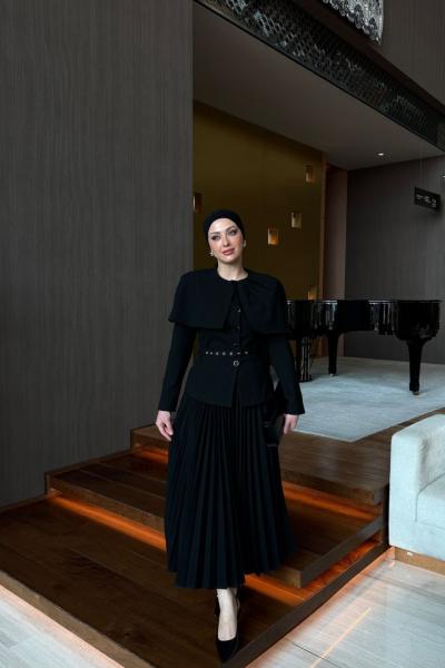 Ayza Etekli Takım Siyah Siyah