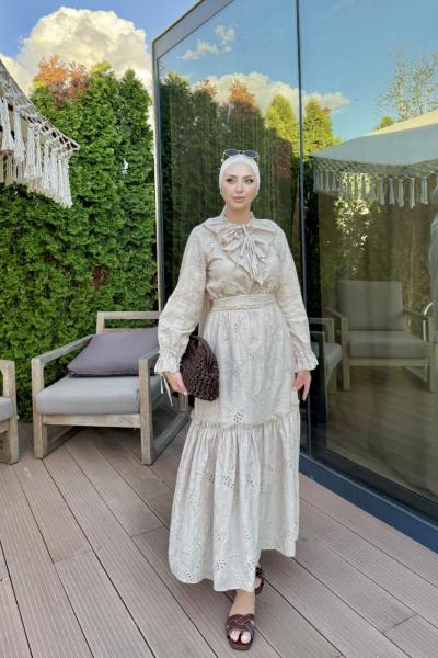 Azime Elbise Bej Bej