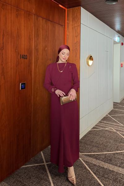 Azize Elbise Bordo Bordo