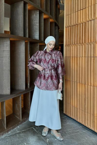 Bedriye Gömlek Bordo Bordo