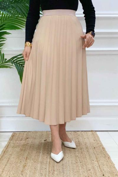 Beli Lastikli Piliseli Etek Vizon Vizon