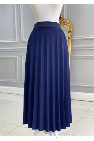 Beli Lastikli Piliseli Etek Lacivert Lacivert