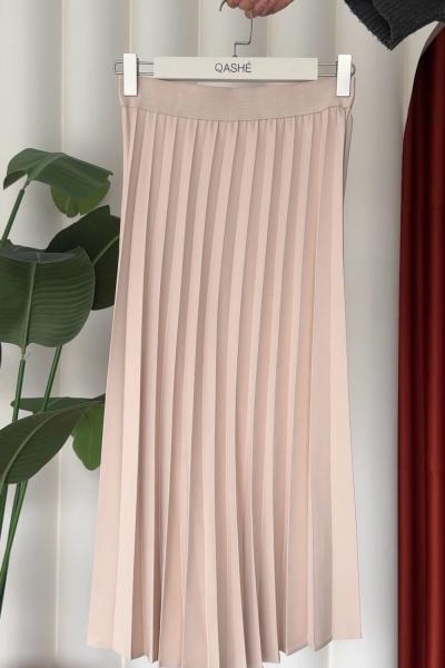 Beli Lastikli Piliseli Etek Bej Bej