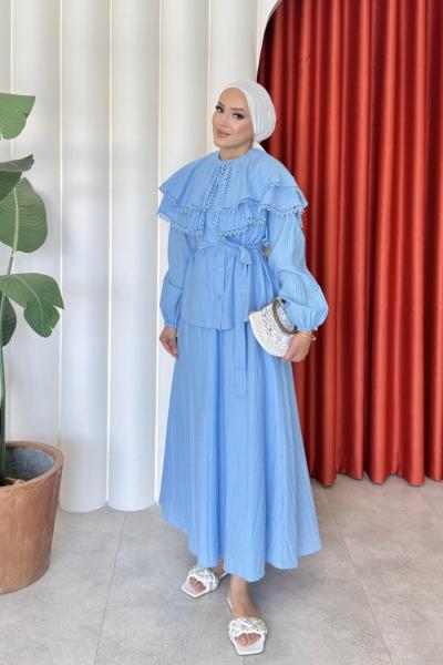 Belma Etekli Takım Bebe Mavisi Bebe Mavisi