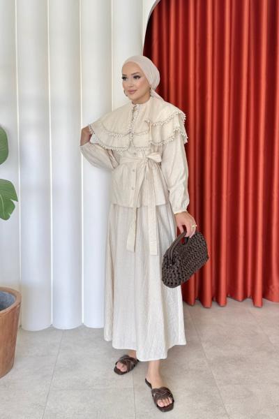 Belma Etekli Takım Ekru Ekru