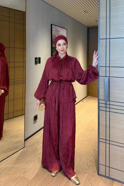 Bensu Pantolonlu Takım Bordo BORDO