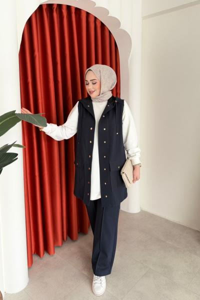 Berfin Üçlü Pantolon Takım Lacivert Lacivert