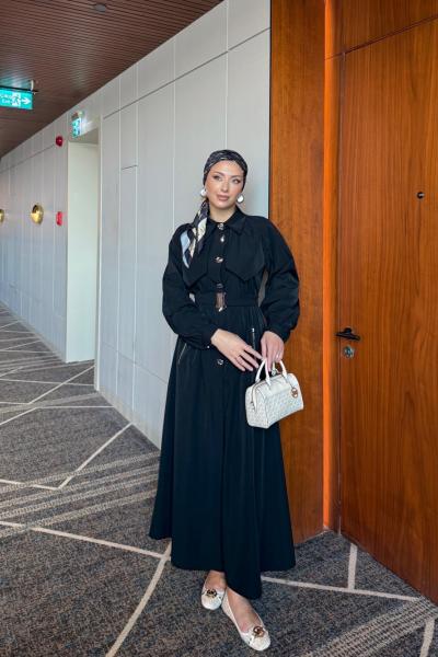 Berna Trenç Elbise Siyah Siyah