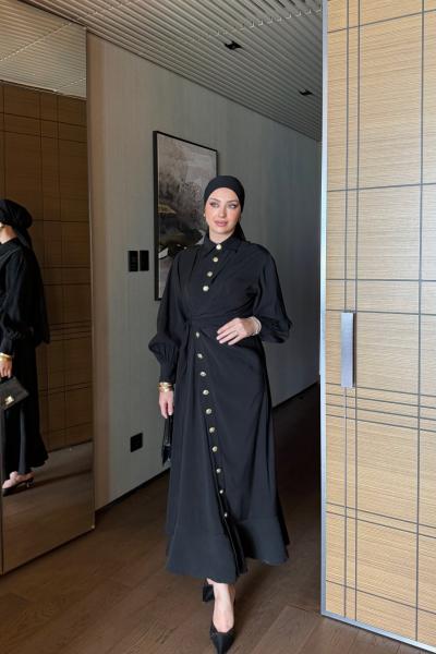 Betül Elbise Siyah Siyah