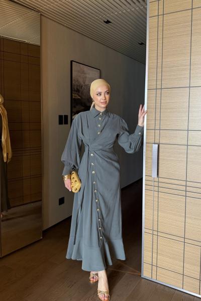 Betül Elbise Mint Gri Mint Gri