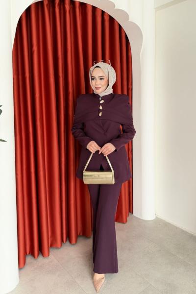 Betül Pantolon  Takım Mürdüm Mürdüm