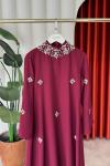 Beyza Elbise Bordo Bordo