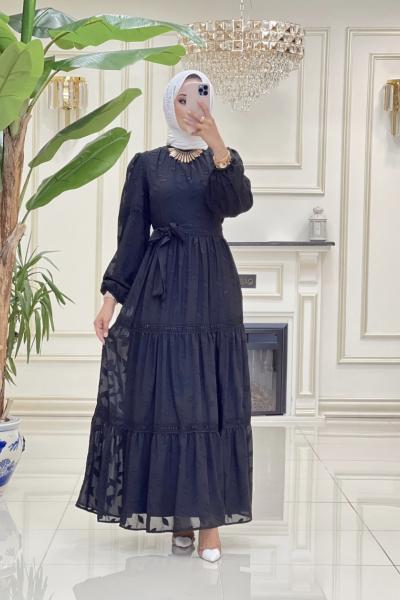 Btk Amine Elbise 5995 Siyah Siyah