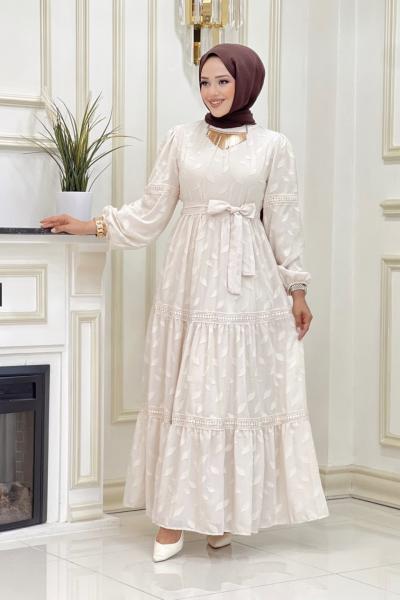 Btk Amine Elbise 5995 Bej Bej