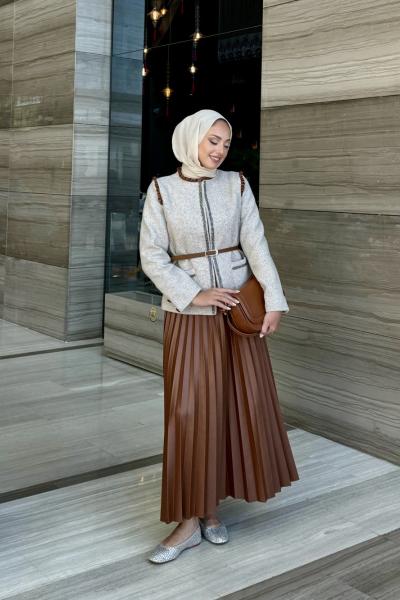 Ayla Etekli Takım Bej Bej