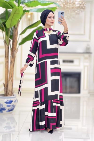 Btk Burçak elbise 6086 fuşya Fuşya