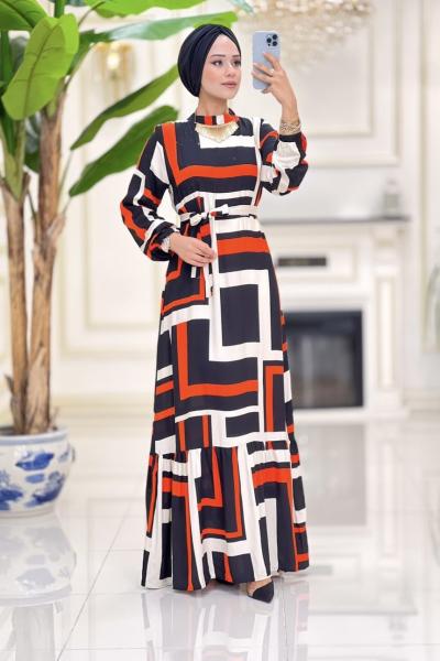 Btk Burçak elbise 6086 turuncu Turuncu