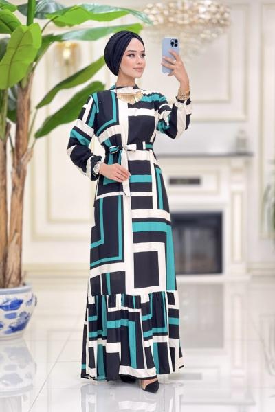 Btk Burçak elbise 6086 zümrüt Zümrüt