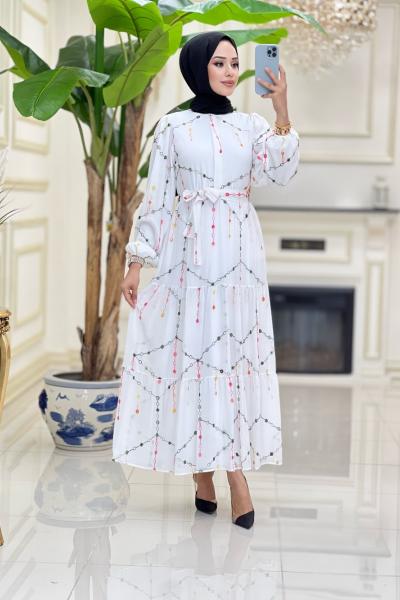 Btk cevher elbise 6148 beyaz Beyaz