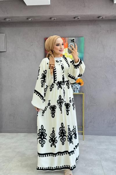 Eslem Elbise Beyaz Beyaz