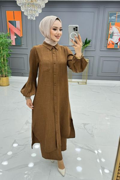 Yıldız Elbise Kahverengi Kahverengi