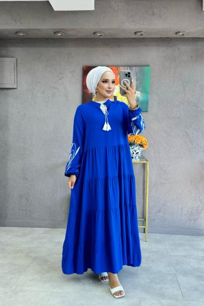 Nergis Elbise Saks Mavisi Saks Mavisi