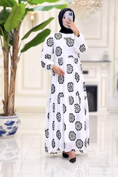 Btk Nuriye Elbise 6011 Beyaz Beyaz