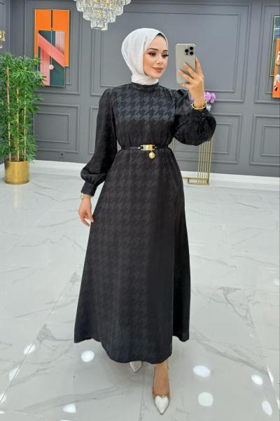 Fahriye Elbise Siyah Siyah