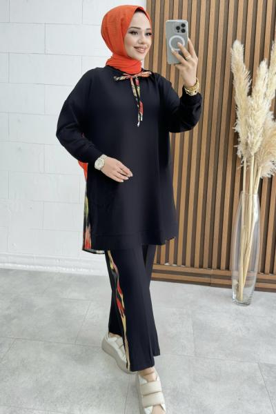 Sara Pantolon Takım Siyah Siyah