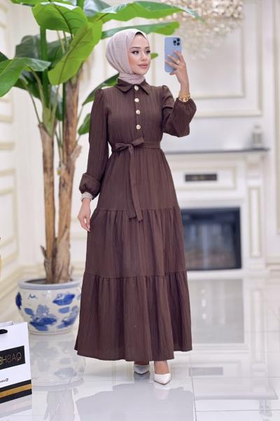 Btk simge elbise 6116 kahverengi Kahverengi