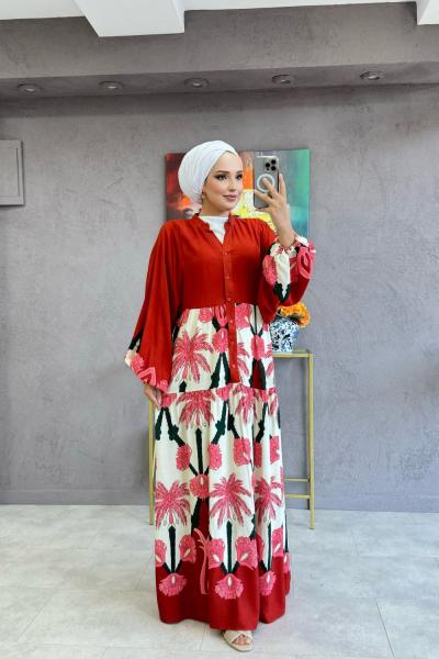 Yalın Elbise Kiremit Kiremit