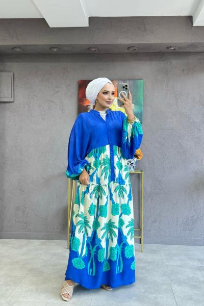 Yalın Elbise Saks Mavisi Saks Mavisi