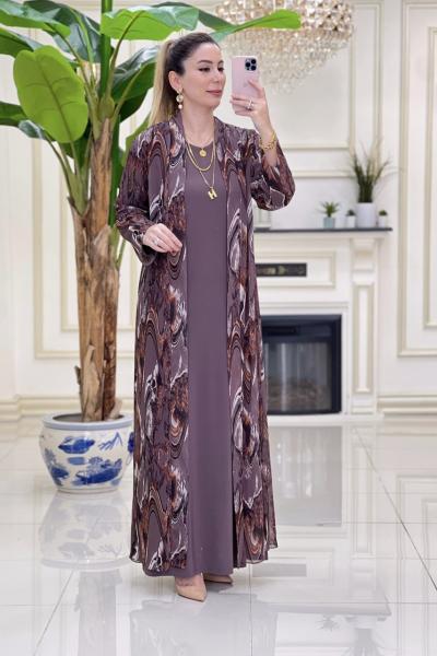 Btk Zehra Elbise Takım  Vizon 5635