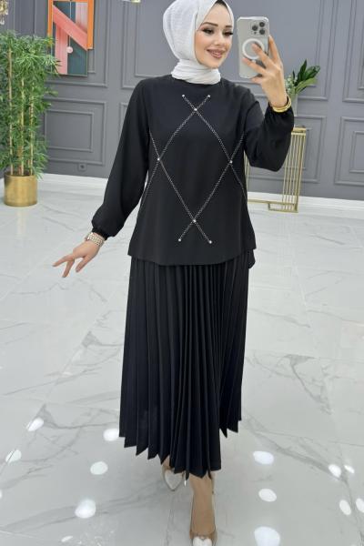 Müge Etek Takım Siyah Siyah