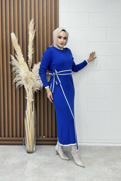 Zümra Elbise Saks Mavisi Saks Mavisi