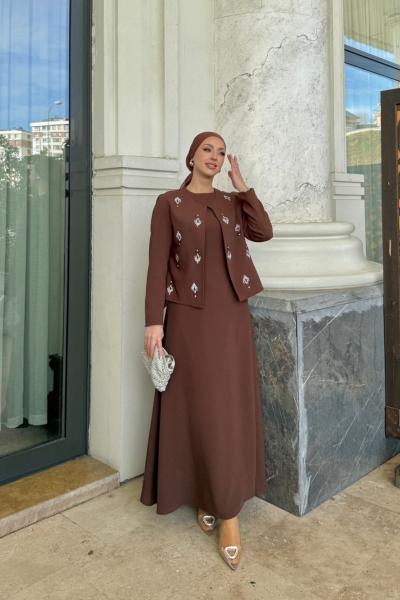 Burçin Elbise Takım Kahverengi Kahverengi