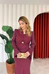 Buse Elbise Bordo Bordo
